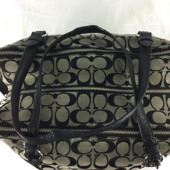 Coach Park Signature Triple Zip Satchel Black - Picture 7 of 16